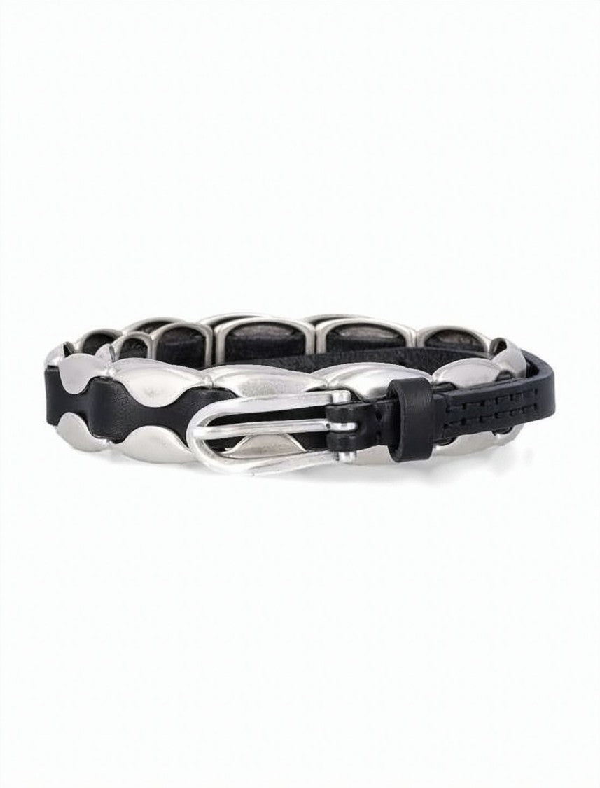 Our Legacy Slim Leather Belt With Polished Metal Accents