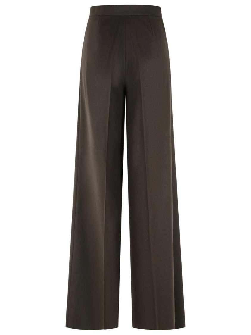 Max Mara Brown Wide-Leg Pants With Bandeau Waistband And Pleated Detail