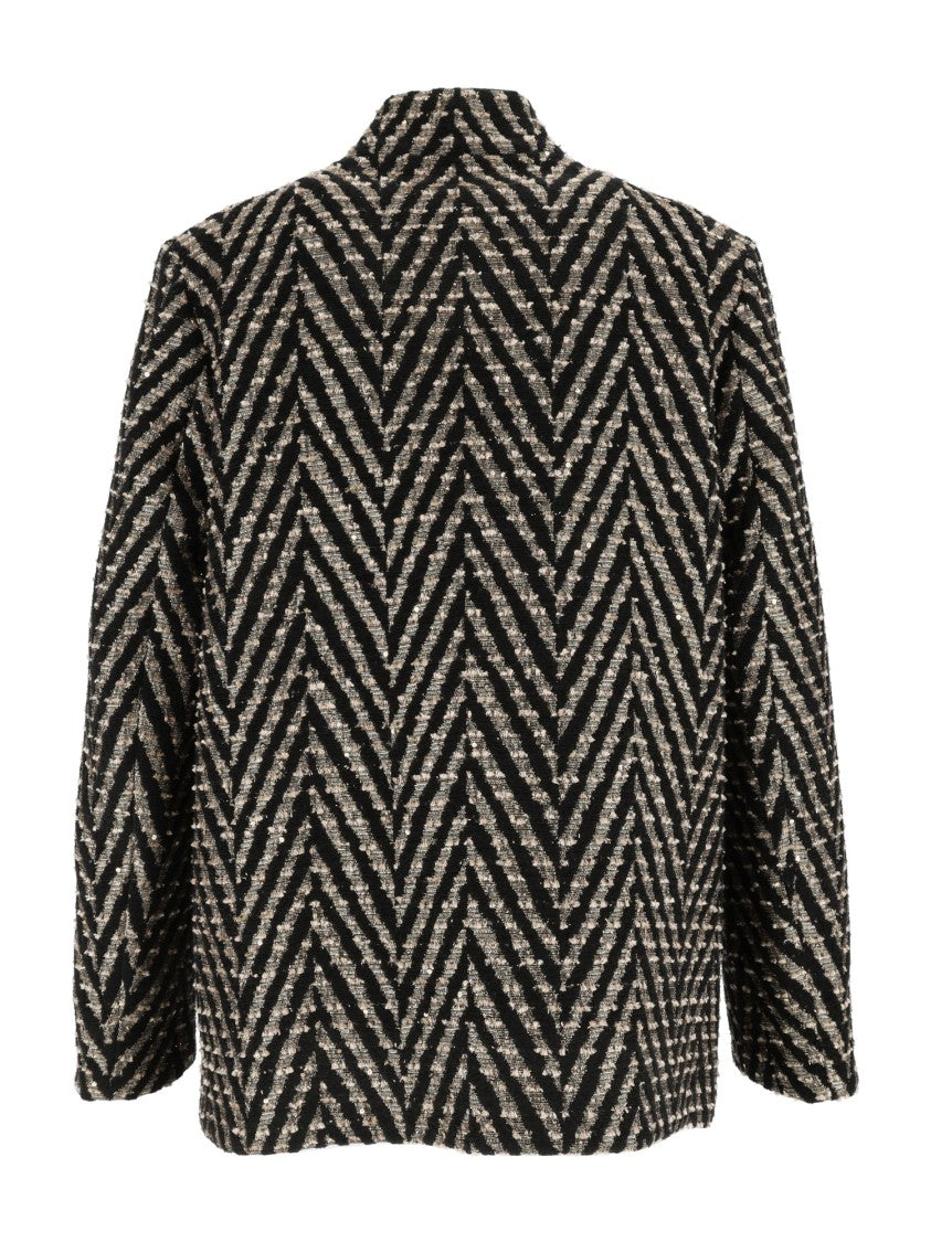 Forte Forte Textured Chevron Pattern Over-Jacket With High Collar