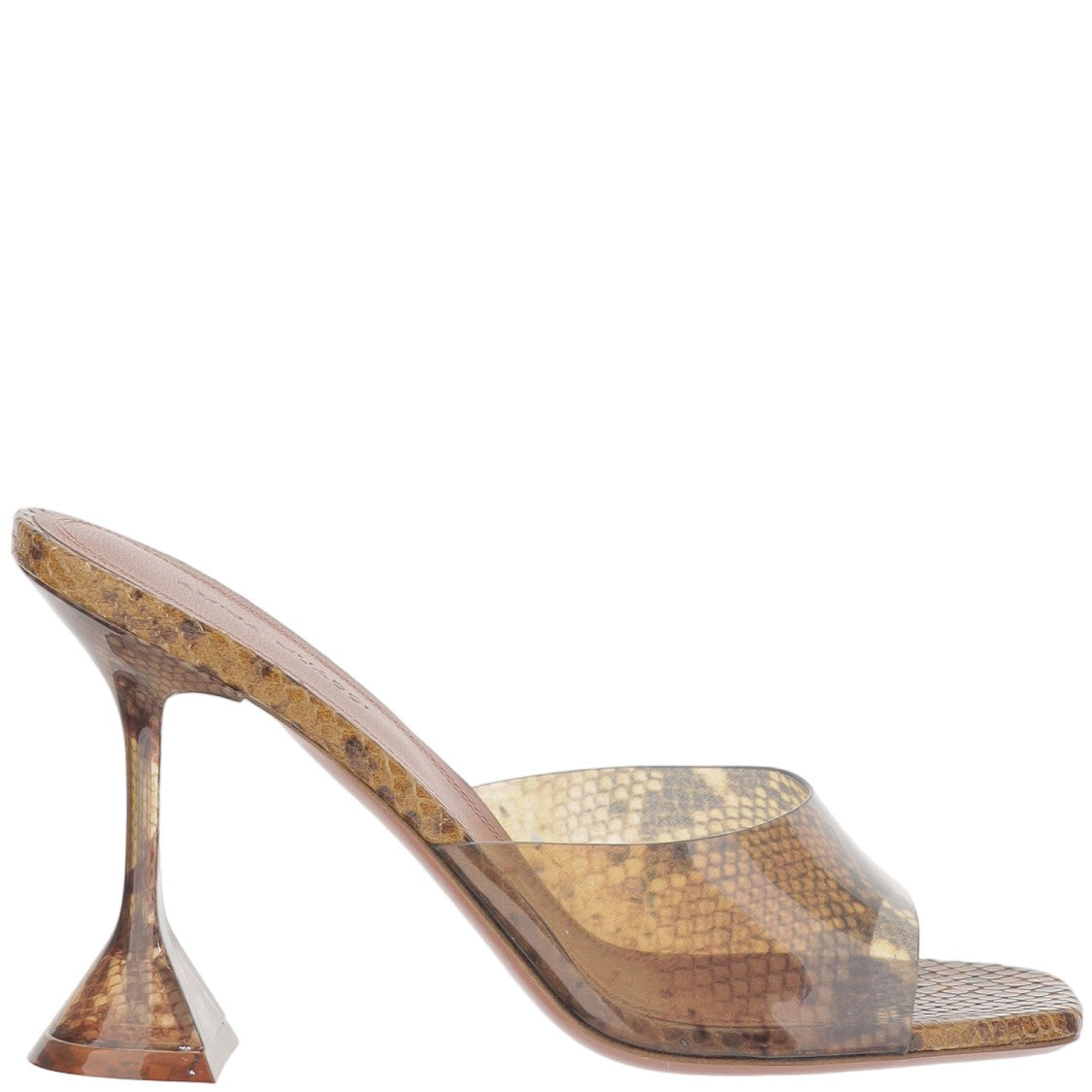 Amina Muaddi Lupita Snake Sandals With Sculptural Wide Heel