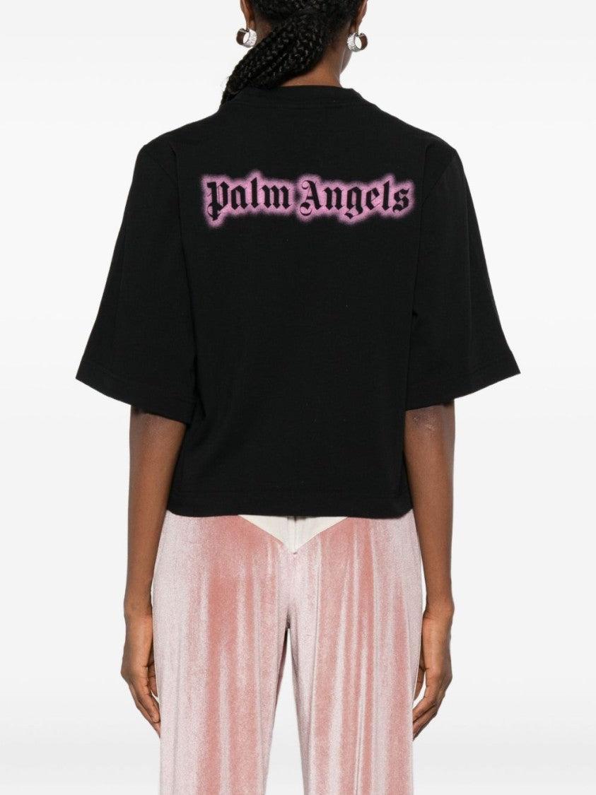 Palm Angels Cropped Black T-Shirt