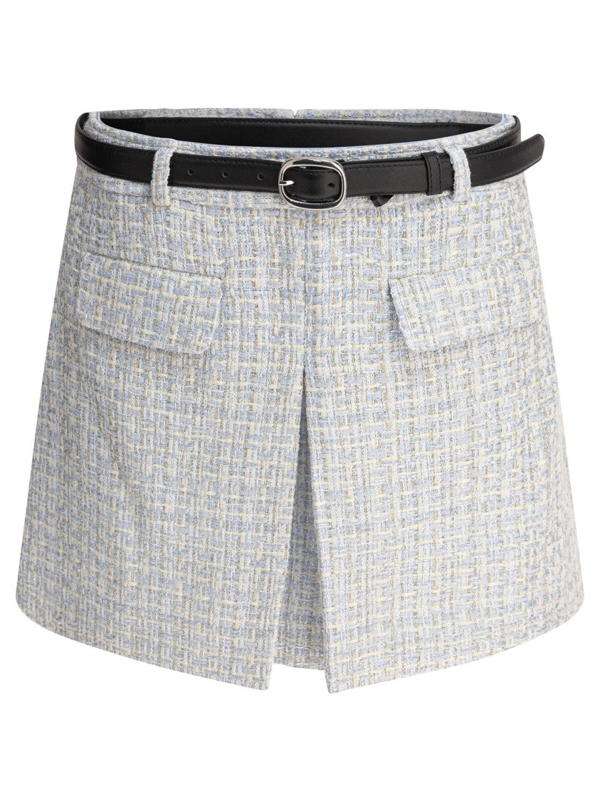 Self-Portrait Textured Mini Skirt With Pleat Detail