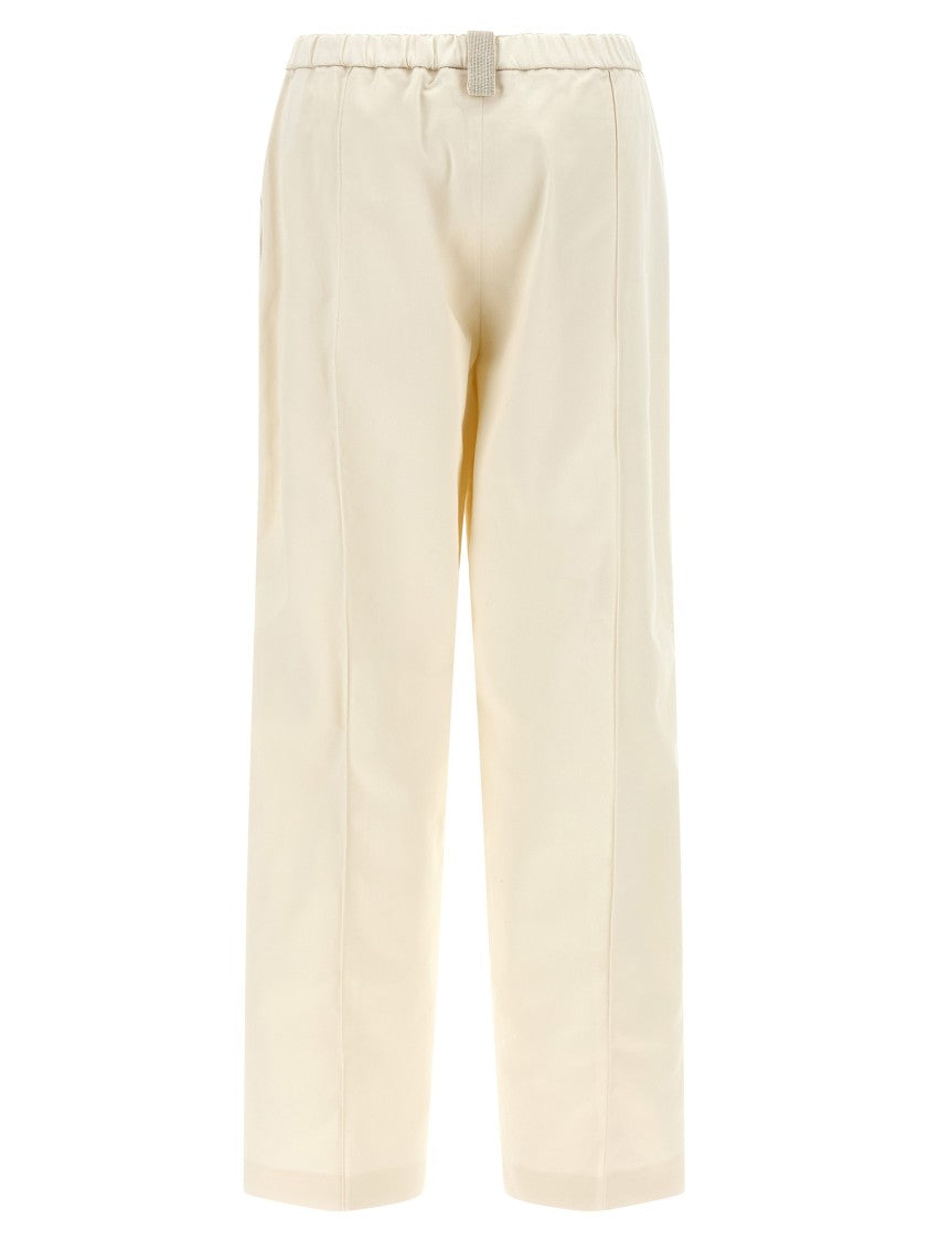 Fabiana Filippi Cotton Gabardine Trousers With Central Stitching And Diamond Detail