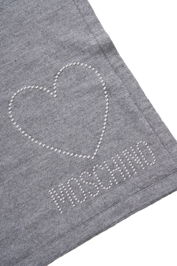 Moschino Embroidered Heart Detail Wool Scarf