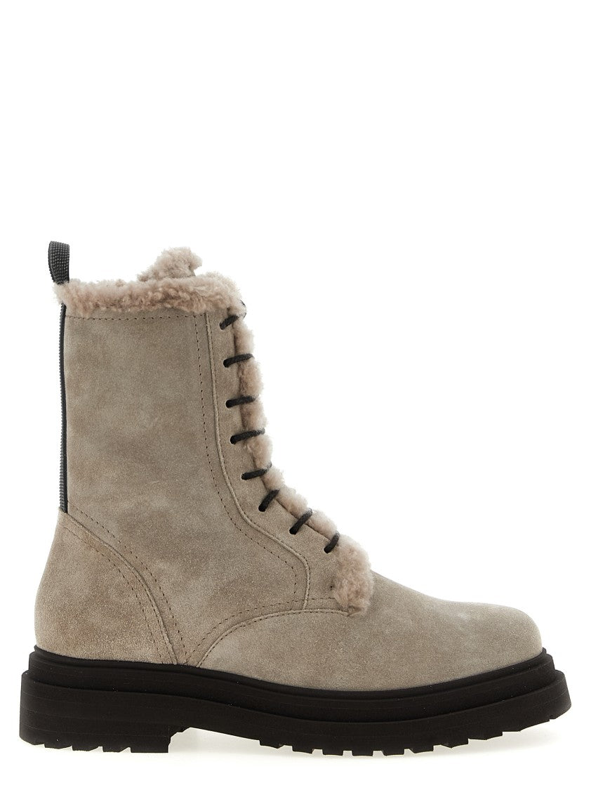 Brunello Cucinelli Monile Suede Combat Boots