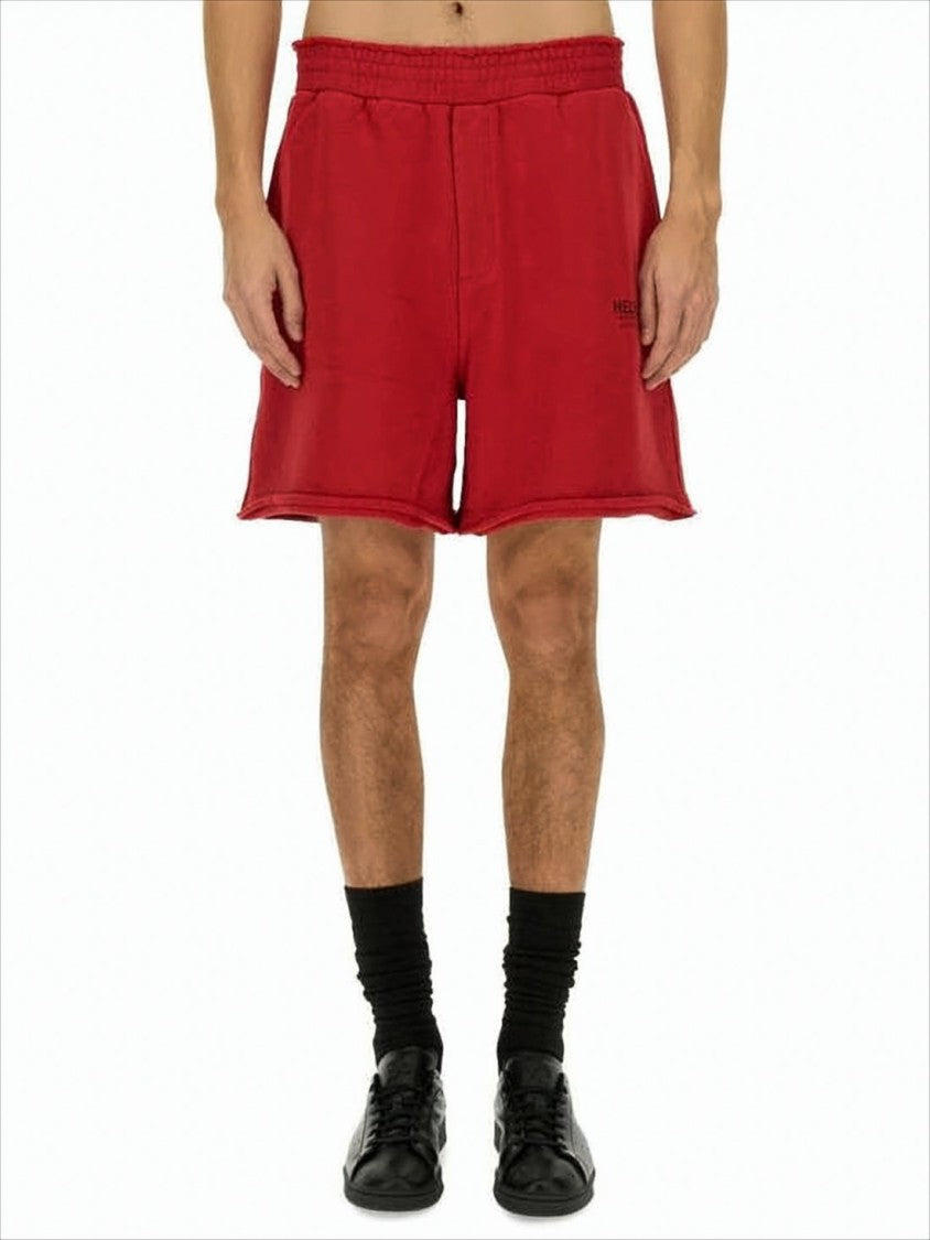 Helmut Lang Relaxed Fit Red Shorts With Elastic Waistband