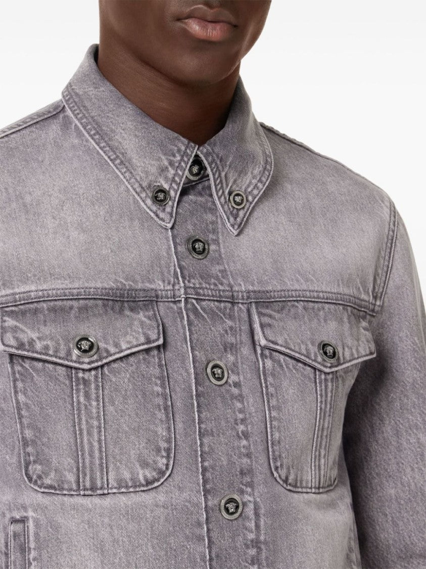 Versace Light Grey Cotton Denim Jacket