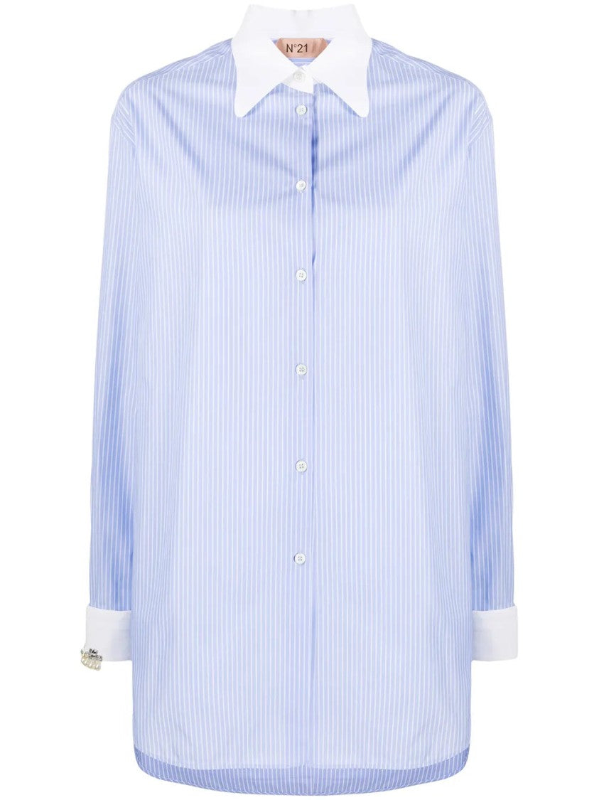 N°21 Pinstriped Long-Line Shirt