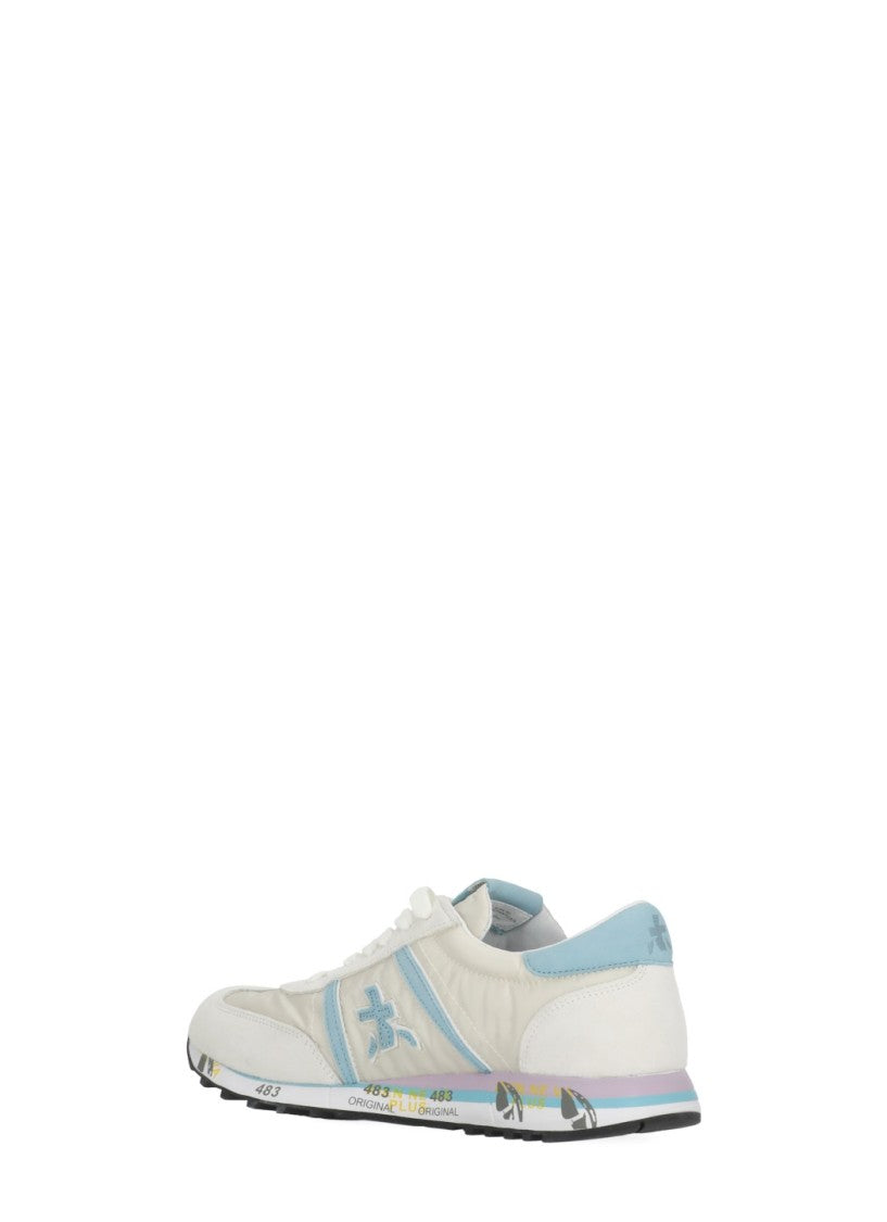 Premiata White Lucyd 0.1 8143 Suede-Blend Sneakers