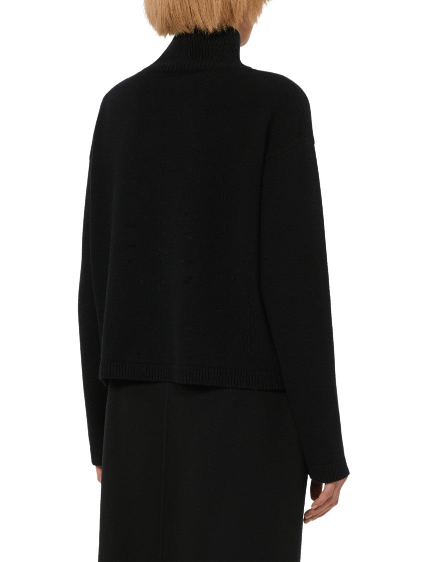Max Mara High Mock Neck Black Sweater