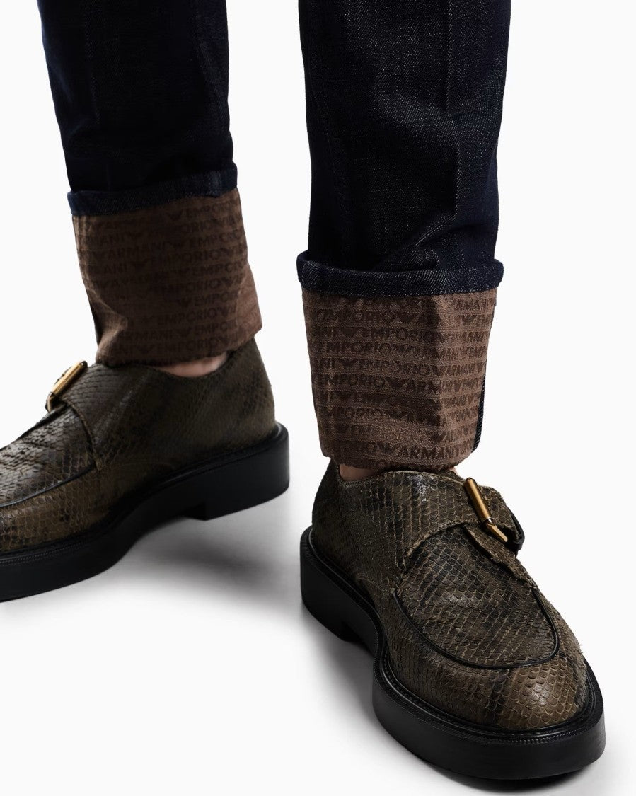 Emporio Armani Slim Fit Jeans With Unique Cuff Detail