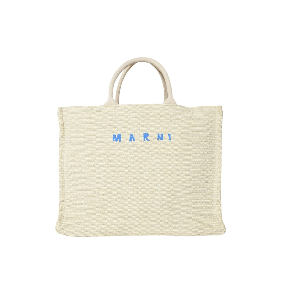 Marni Large Tote Bag In Cream Raffia Effect Fabric