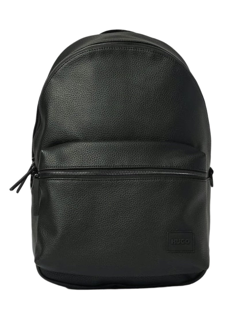 Hugo Boss Textured Synthetic Black Backpack With Embossed Logo