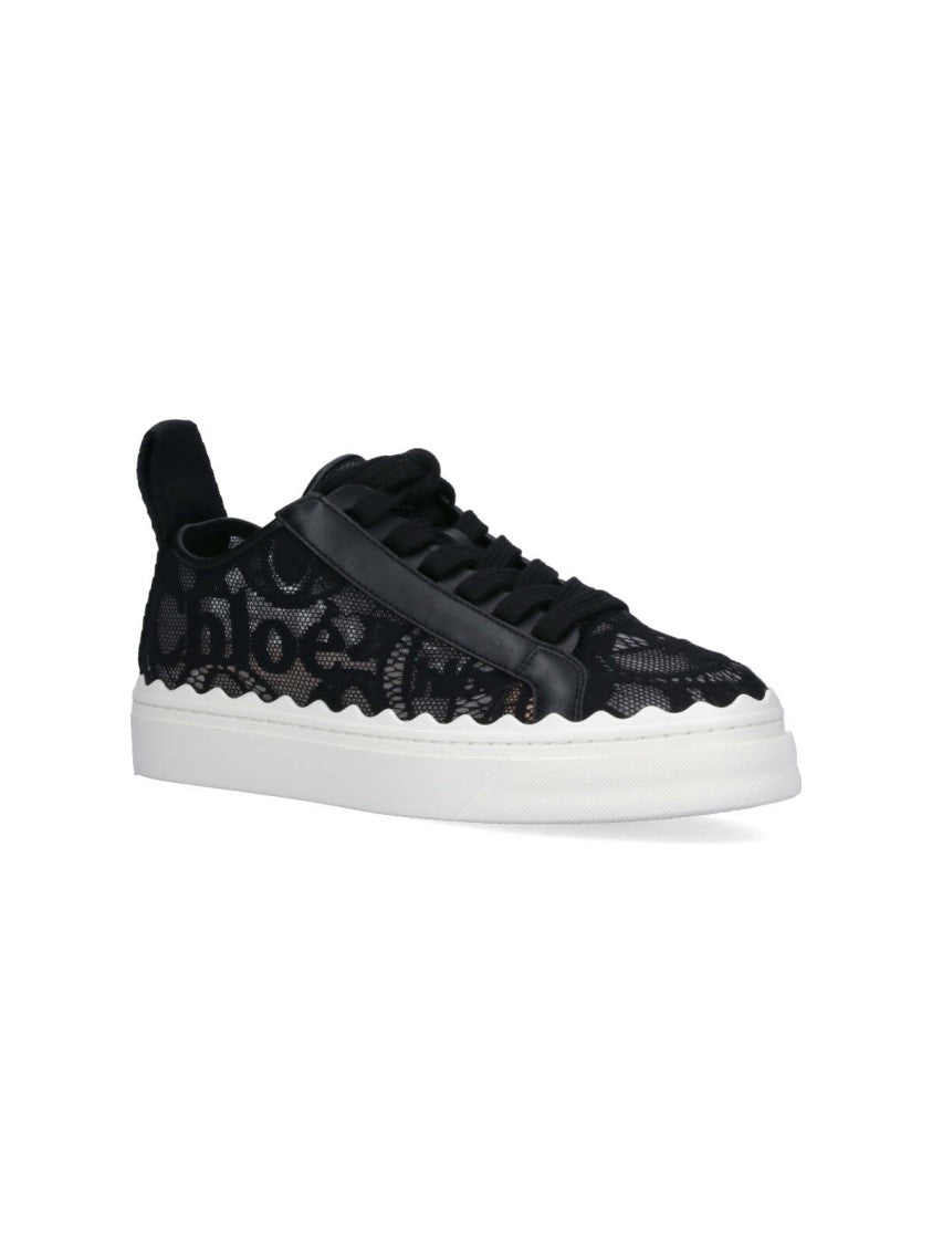 Chloé Black Lauren Embroidered Mesh Sneakers