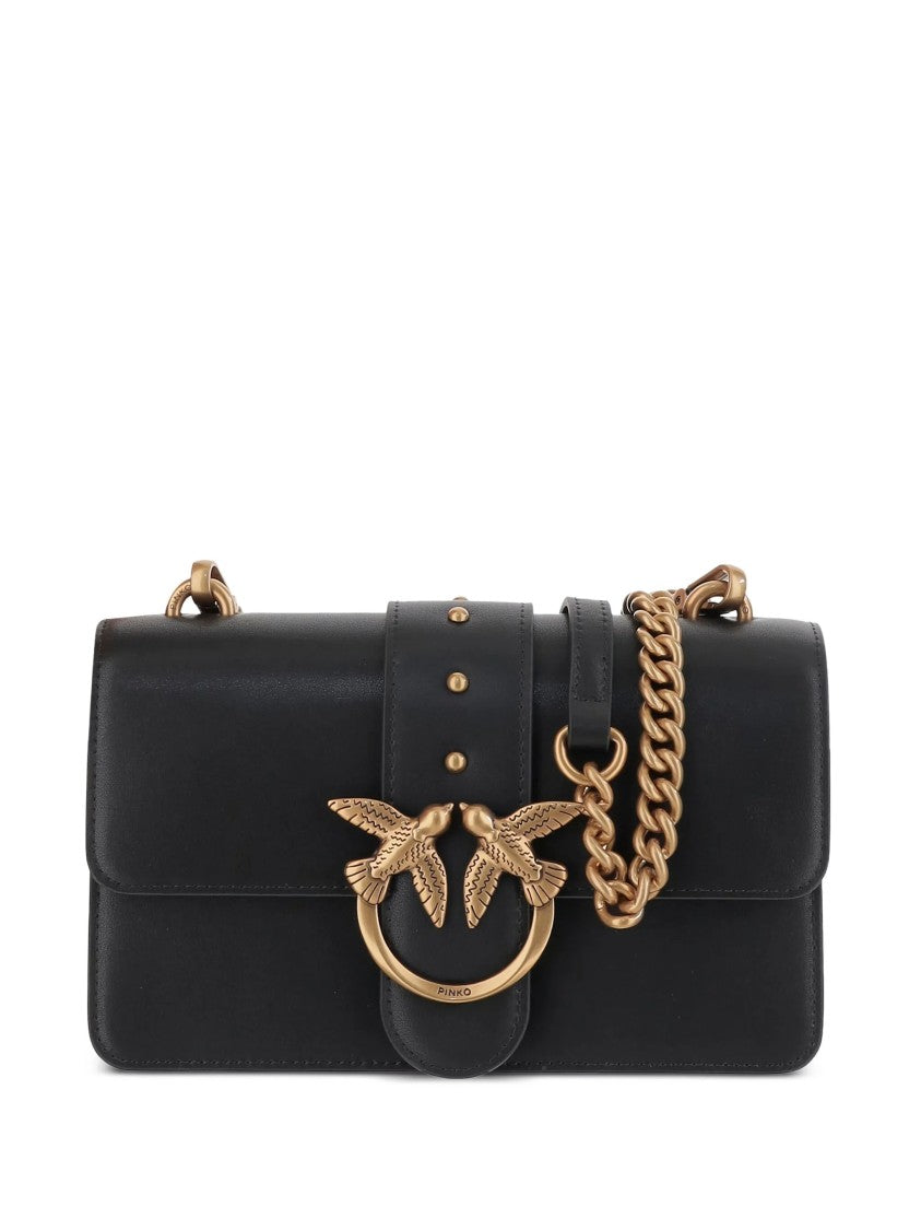Pinko Black Love One Mini Leather Satchel