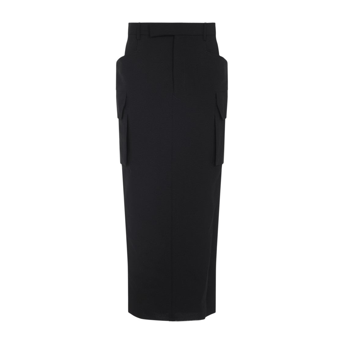 Rick Owens Firbanks Black Virgin Wool Midi Skirt