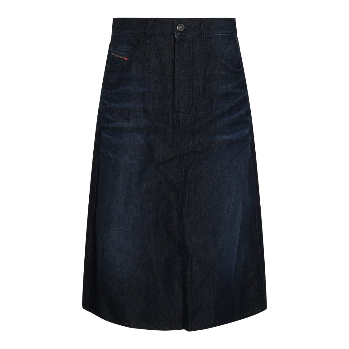Diesel A-Line Dark Denim Midi Skirt With Belt Loops