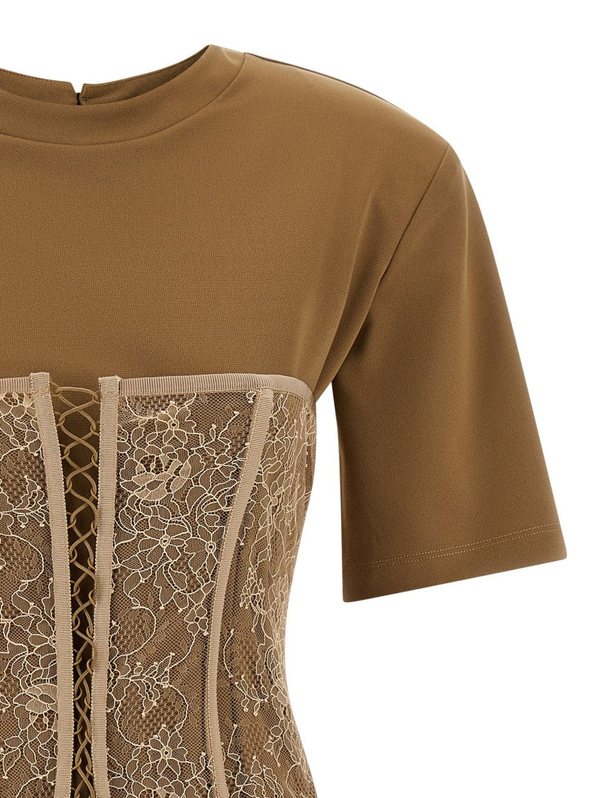 Giuseppe Di Morabito Bustier T-Shirt With Lace Appliqué And Back Zip Closure