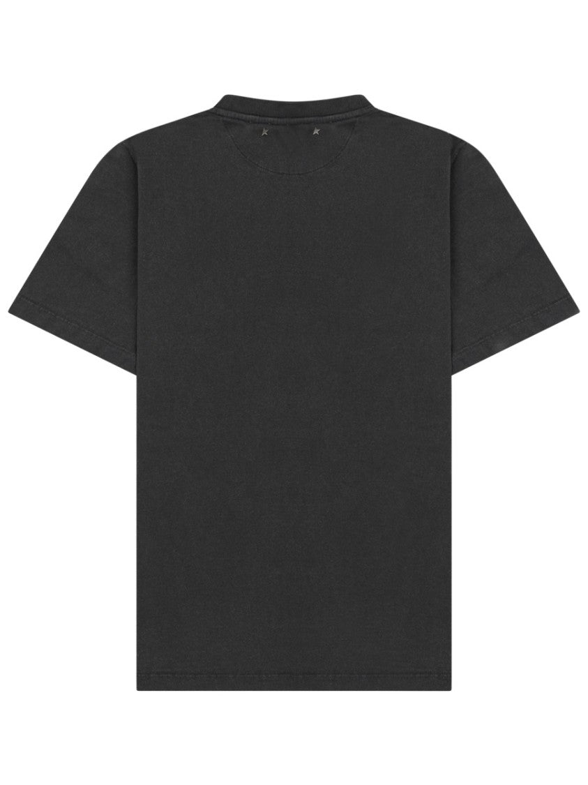 Golden Goose Distressed Logo Cotton Crew Neck T-Shirt