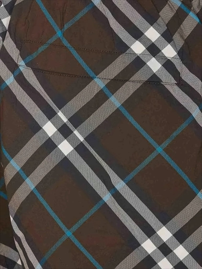 Burberry Plaid Patterned Nylon Shorts With Drawstring Waist
