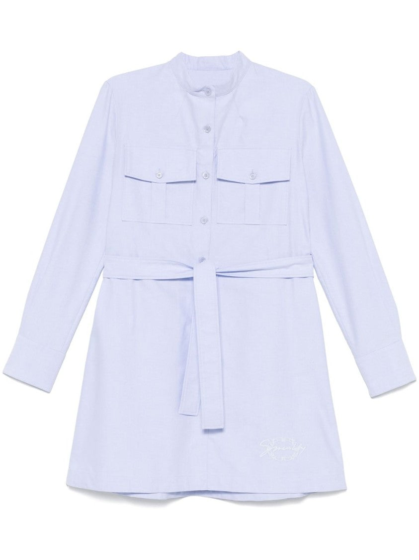 Givenchy Light Blue Midi Dress With Front Button Placket