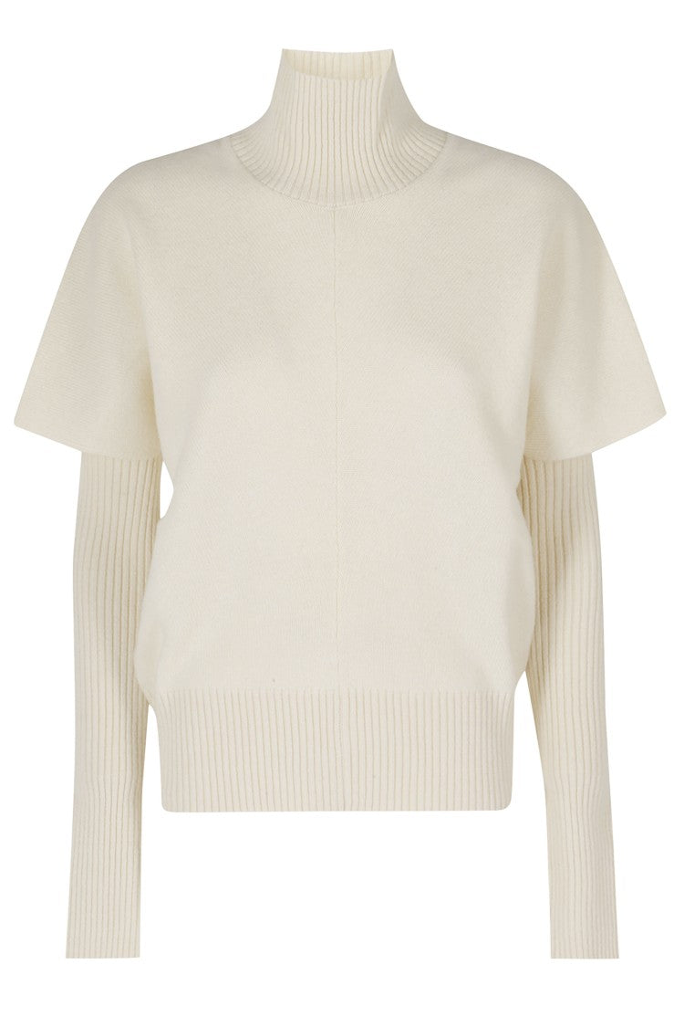 Federica Tosi Cream Sleeveless Layered Design Wool-Blend Sweater