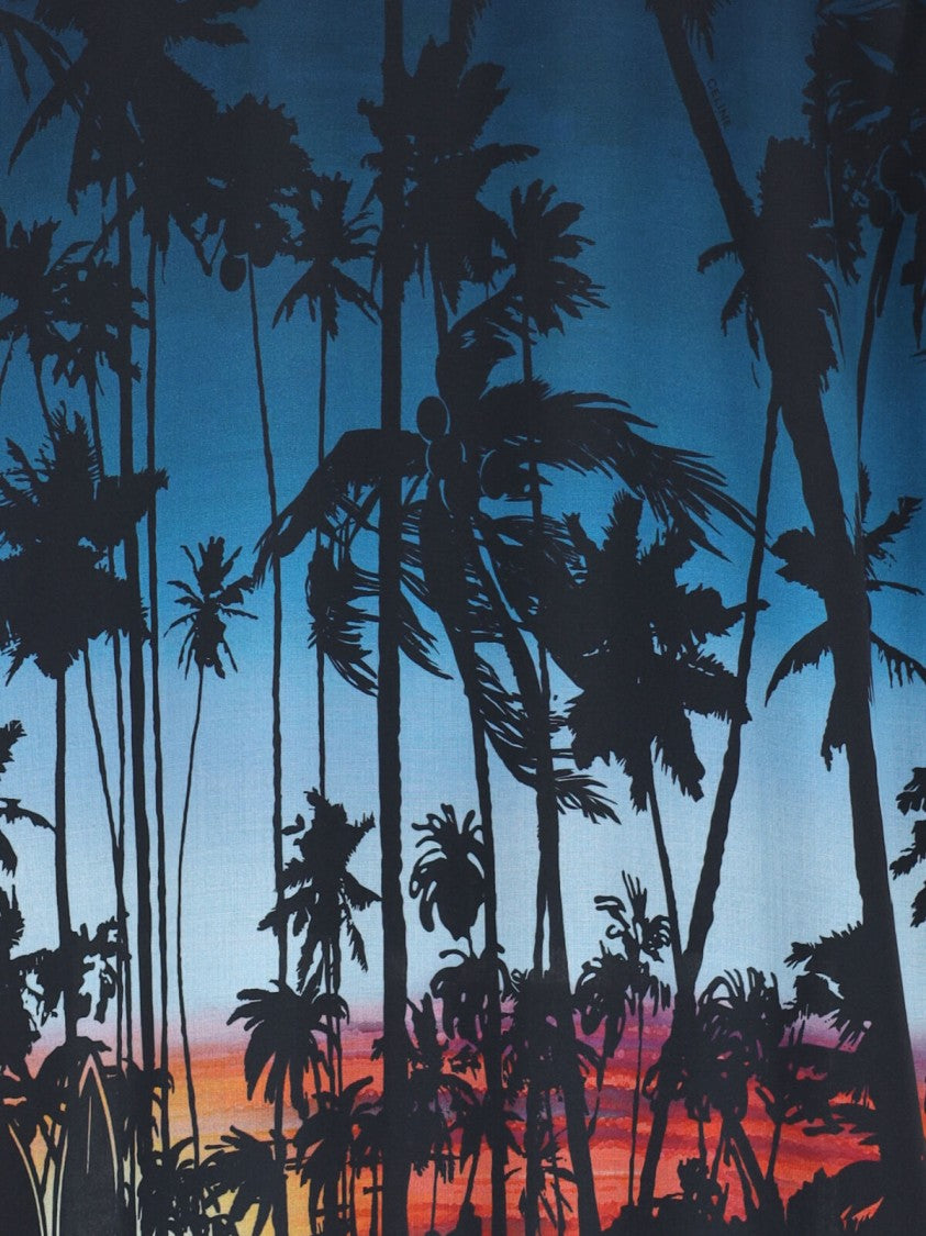 Céline Short-Sleeved Camp Collar Shirt With Multicolor Palm Print