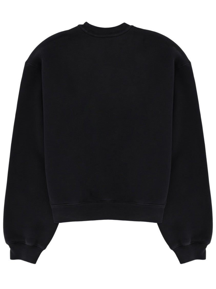 T By Alexander Wang Cropped Cotton-Blend Puffed Sleeves Sweatshirt