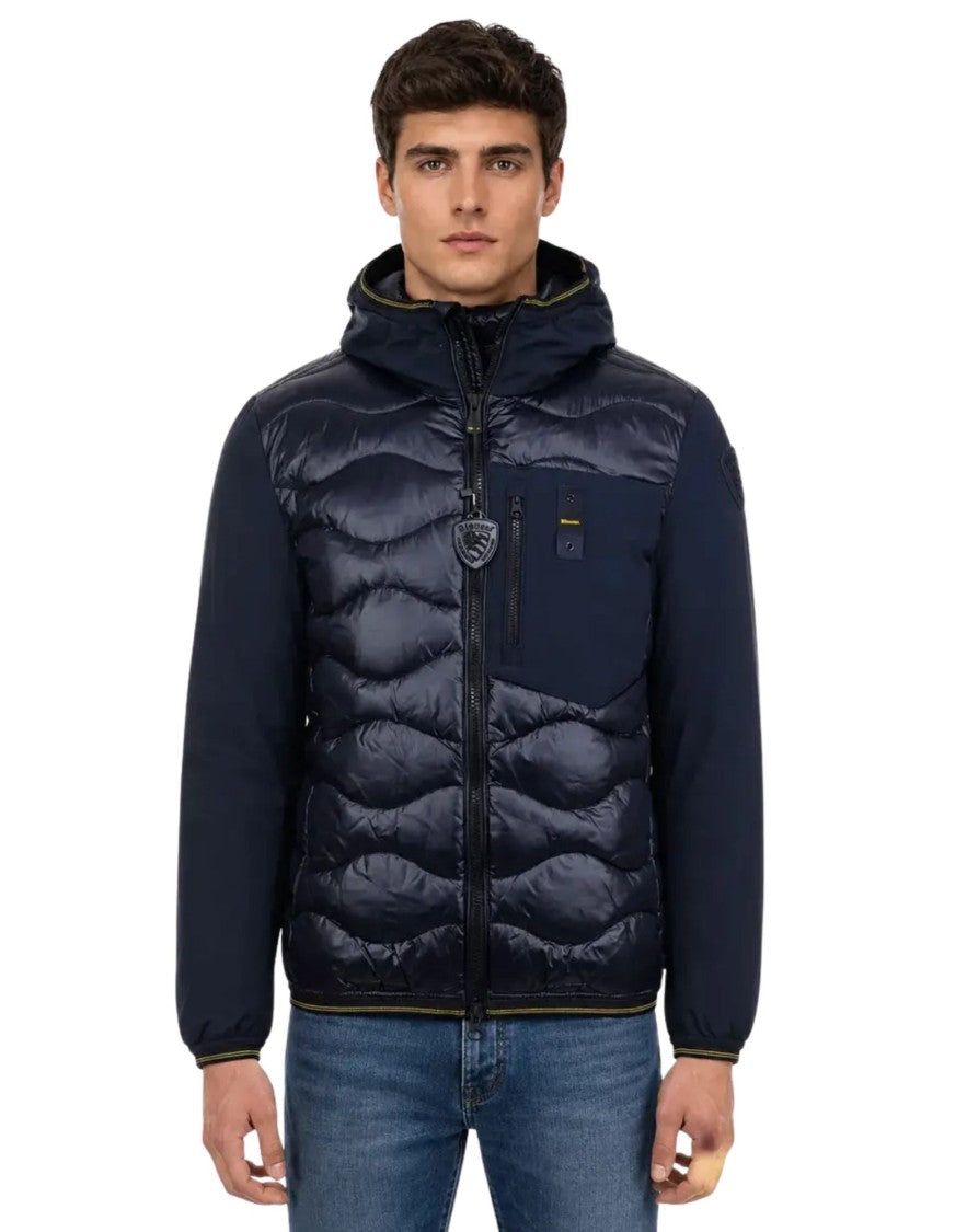 Blauer Dark Blue Albert Wave-Quilted Hooded Down Jacket