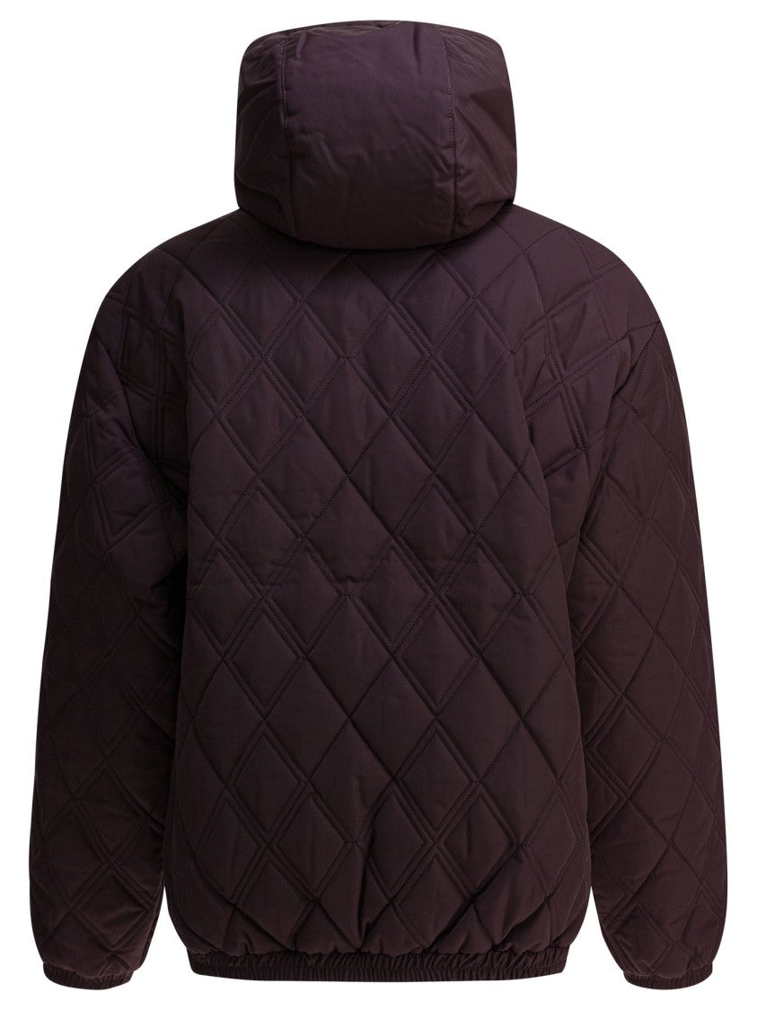 Adidas Originals Quilted Jacket With High Collar And Contrasting Stripes