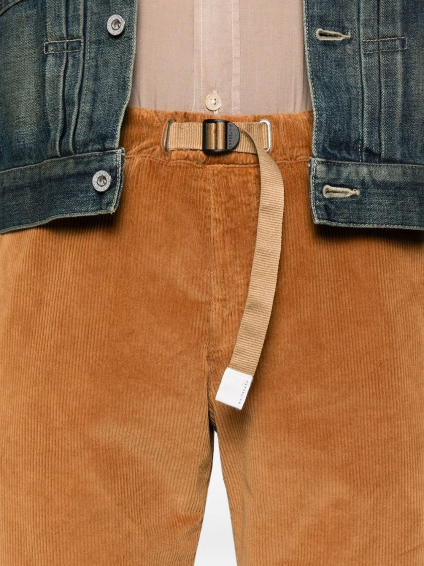 White Sand Relaxed Fit Beige Trousers With Corduroy Texture