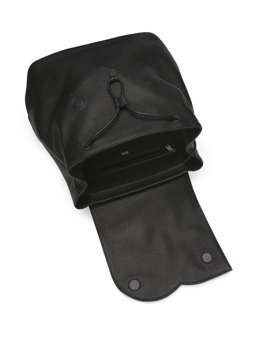 Dolce & Gabbana Black Deerskin 3D Embossed Logo Backpack