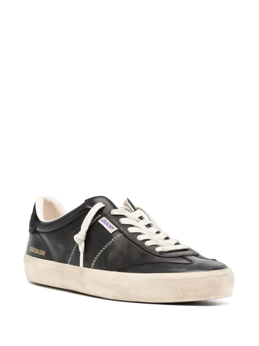 Golden Goose Vintage-Inspired Black Leather Sneakers