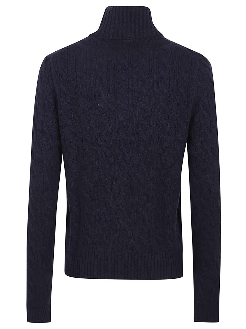 Polo Ralph Lauren Cable-Knit Wool-Cashmere Sweater With High Collar