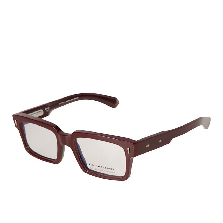 Kador Premium 2 Bold Rectangular Burgundy Eyeglasses With Metallic Accents