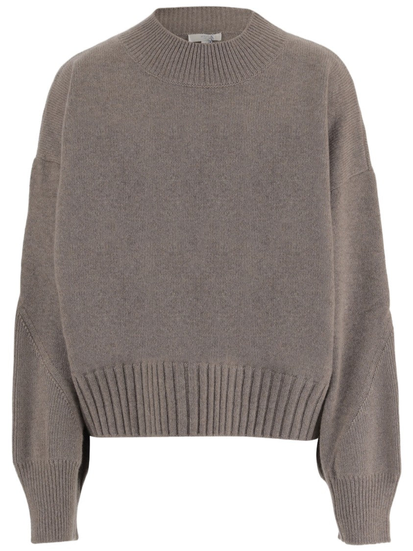 Malo Beige Curved Hem Cashmere Sweater