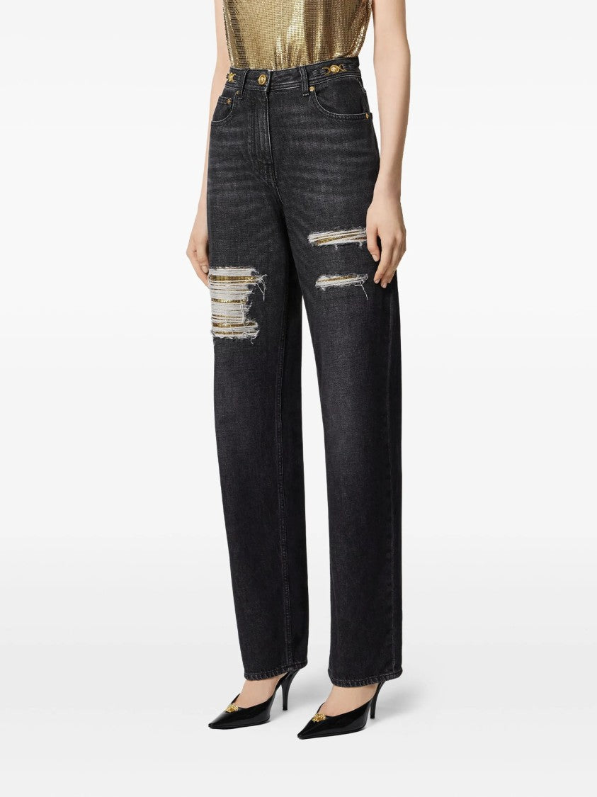 Versace Black Medusa 95 High-Waisted Denim Jeans