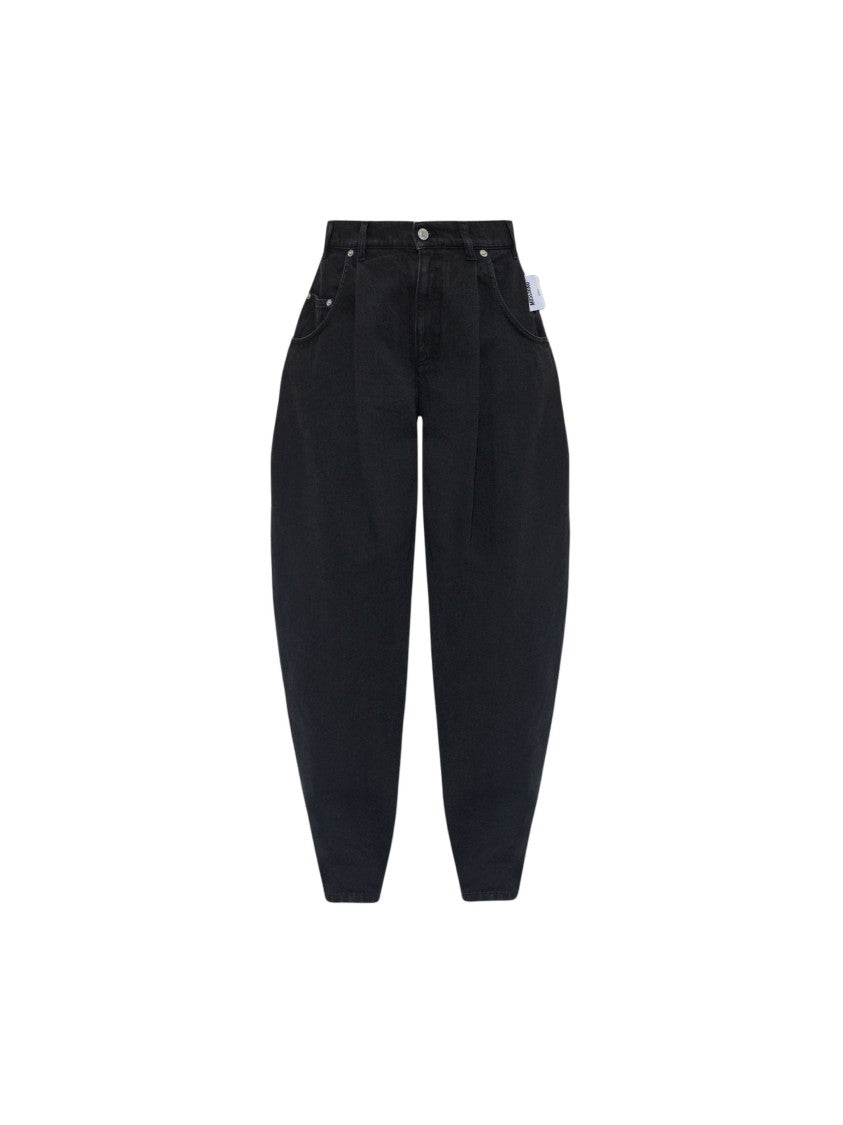 Moschino Tapered High-Waisted Cotton Pants With Pleated Front