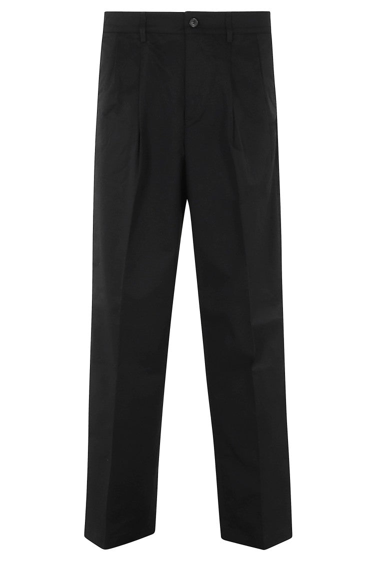 Department 5 Black Italian Cotton Darted Wide-Leg Pants