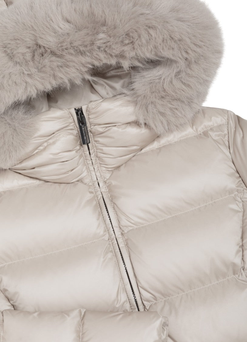 Colmar Originals Cream Down Jacket With Faux Fur Trim