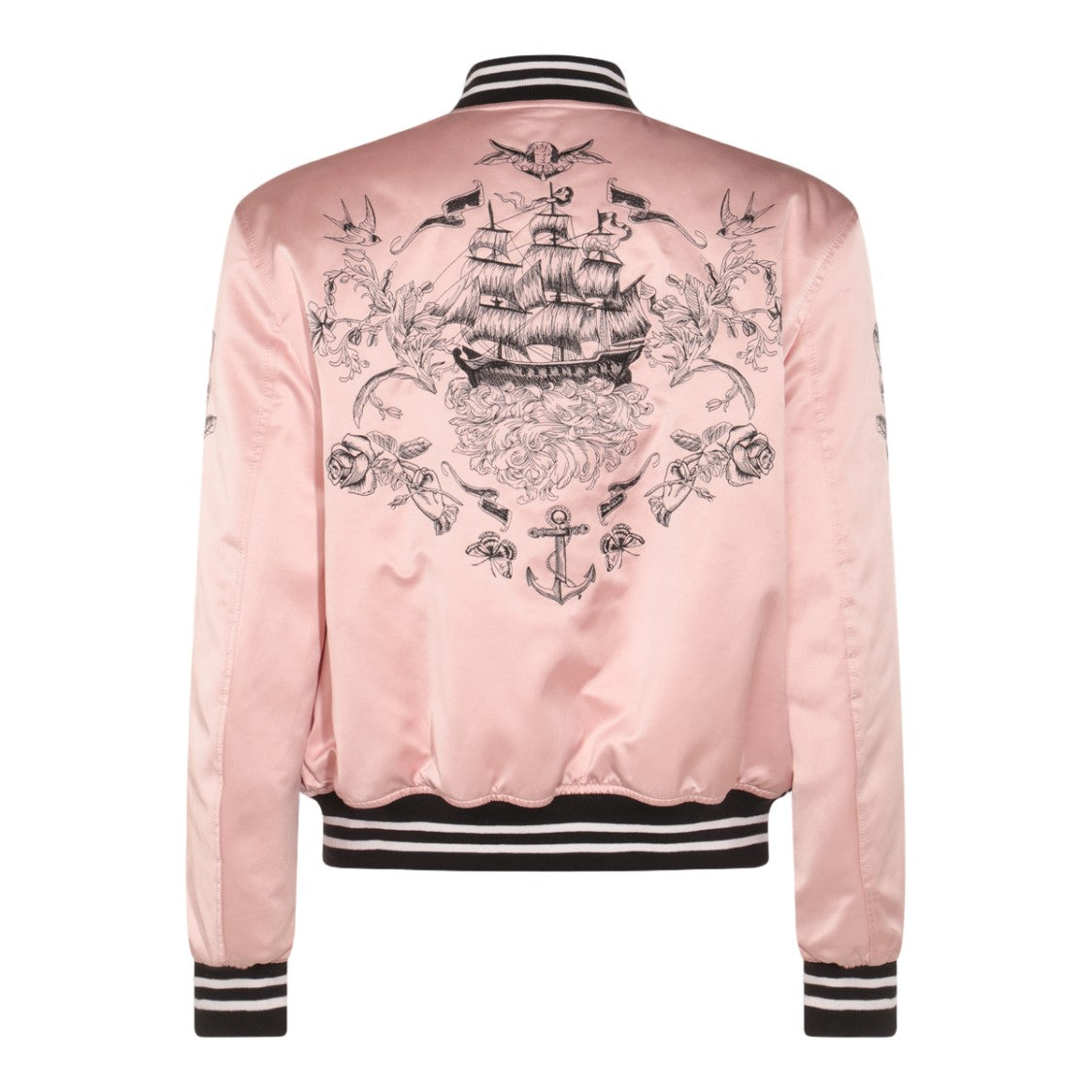 Alexander Mcqueen Satin Pink Jacket With Graphic Embroidery