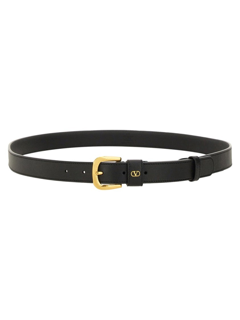 Valentino Garavani Glossy Calfskin "Vlogo Signature" Belt