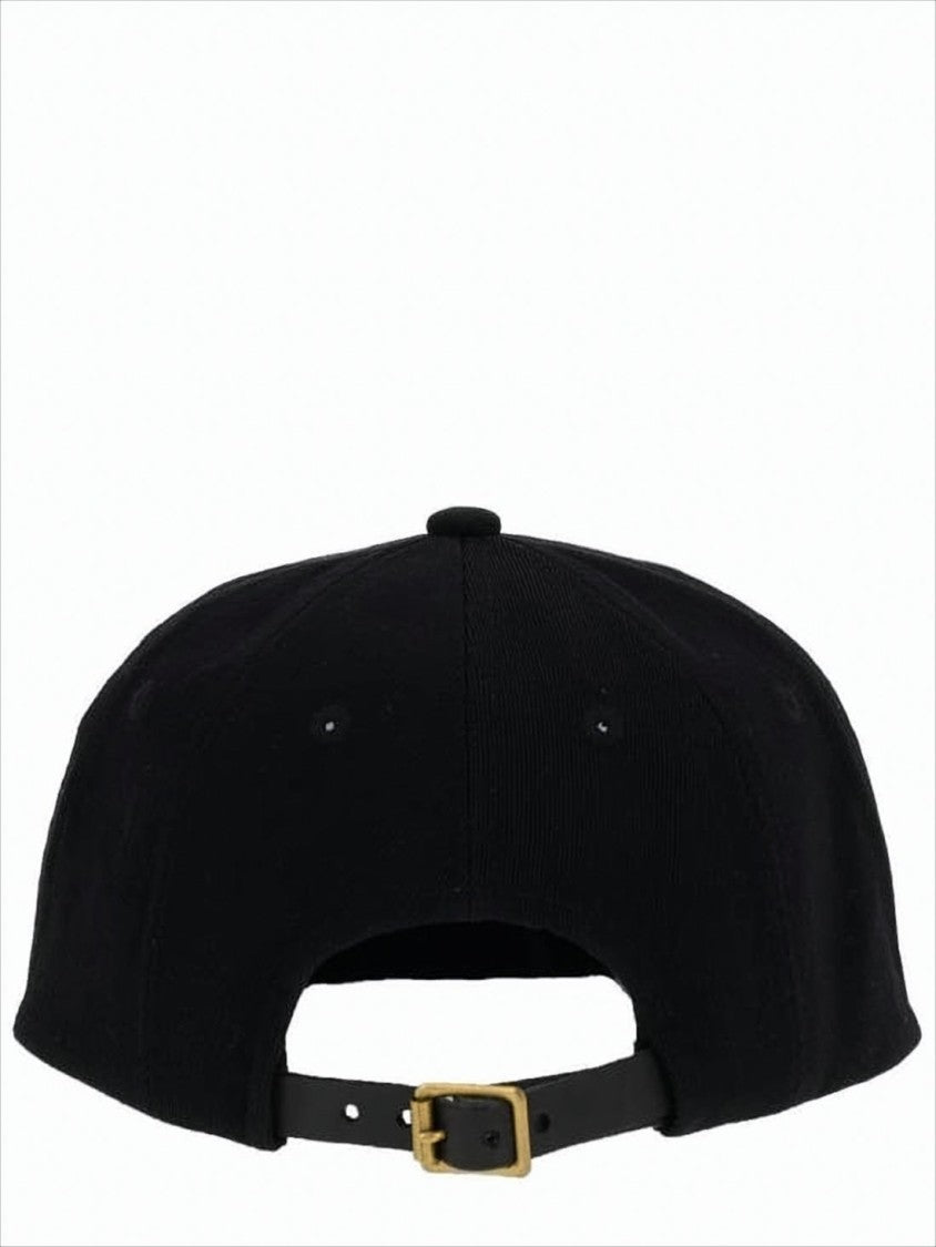 Visvim Structured Black Cap With Embroidered Cursive Text