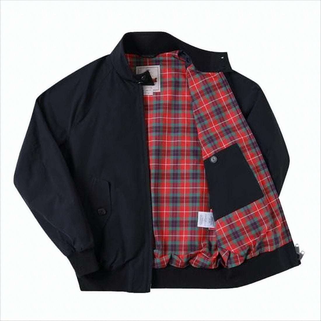 Baracuta Classic Black Bomber Jacket With Tartan Lining