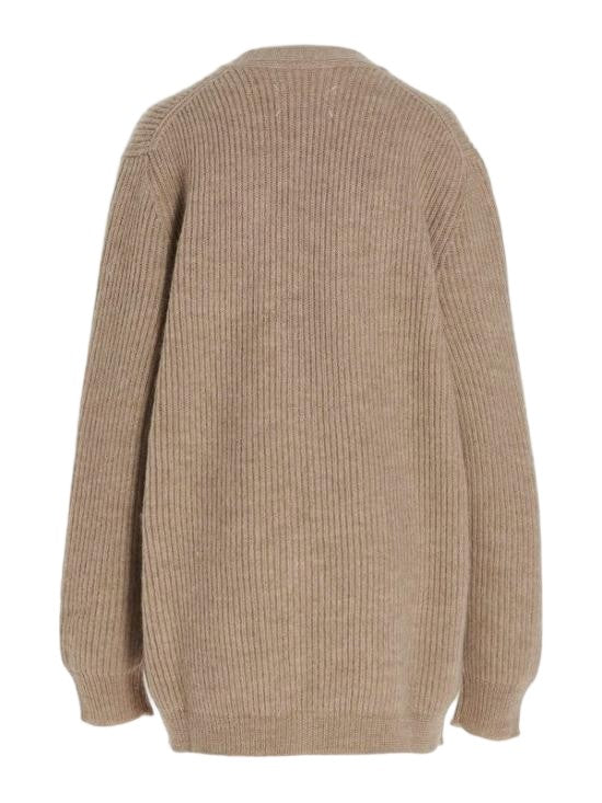 Maison Margiela Ribbed Knit Cardigan With Deep V-Neckline