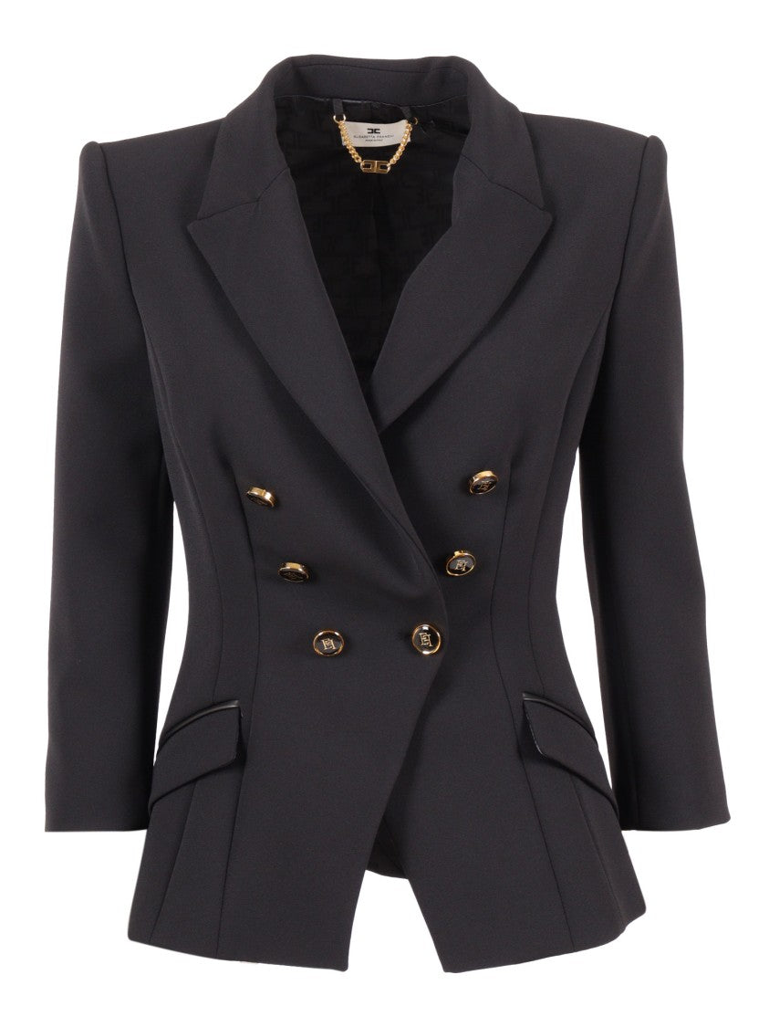 Elisabetta Franchi Double-Breasted Tailored Blazer With Gold-Tone Hardware