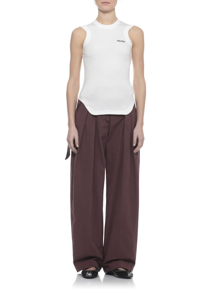 The Attico Ivory Reese Embroidered Cotton Tank Top