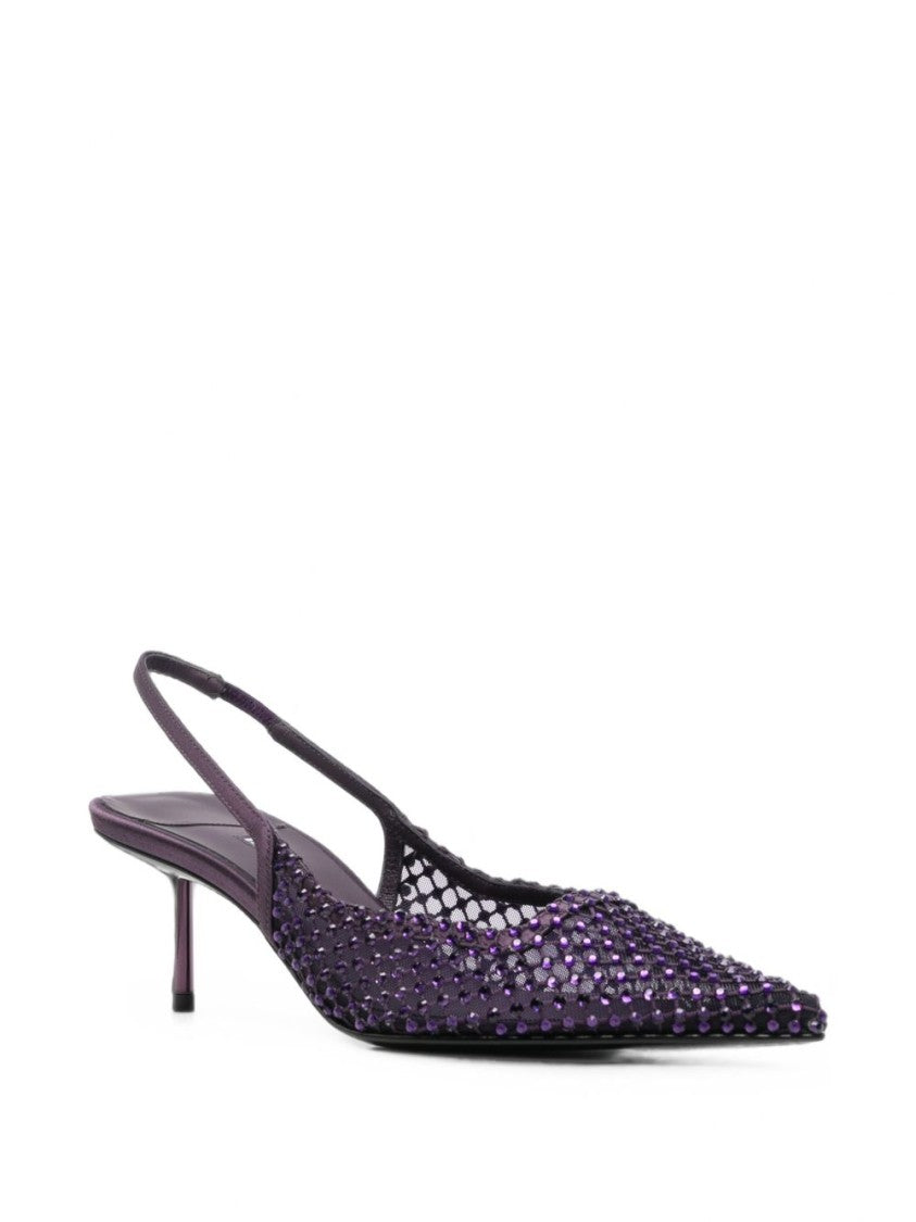 Le Silla Pointed Toe Slingback Sandals With Crystal Embellishments