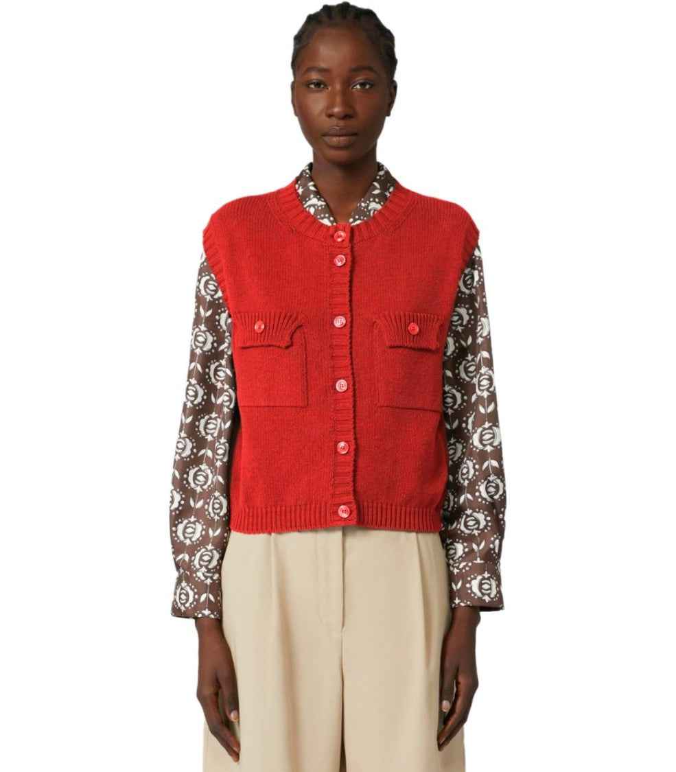 Max Mara Caprara Red Knitted Vest