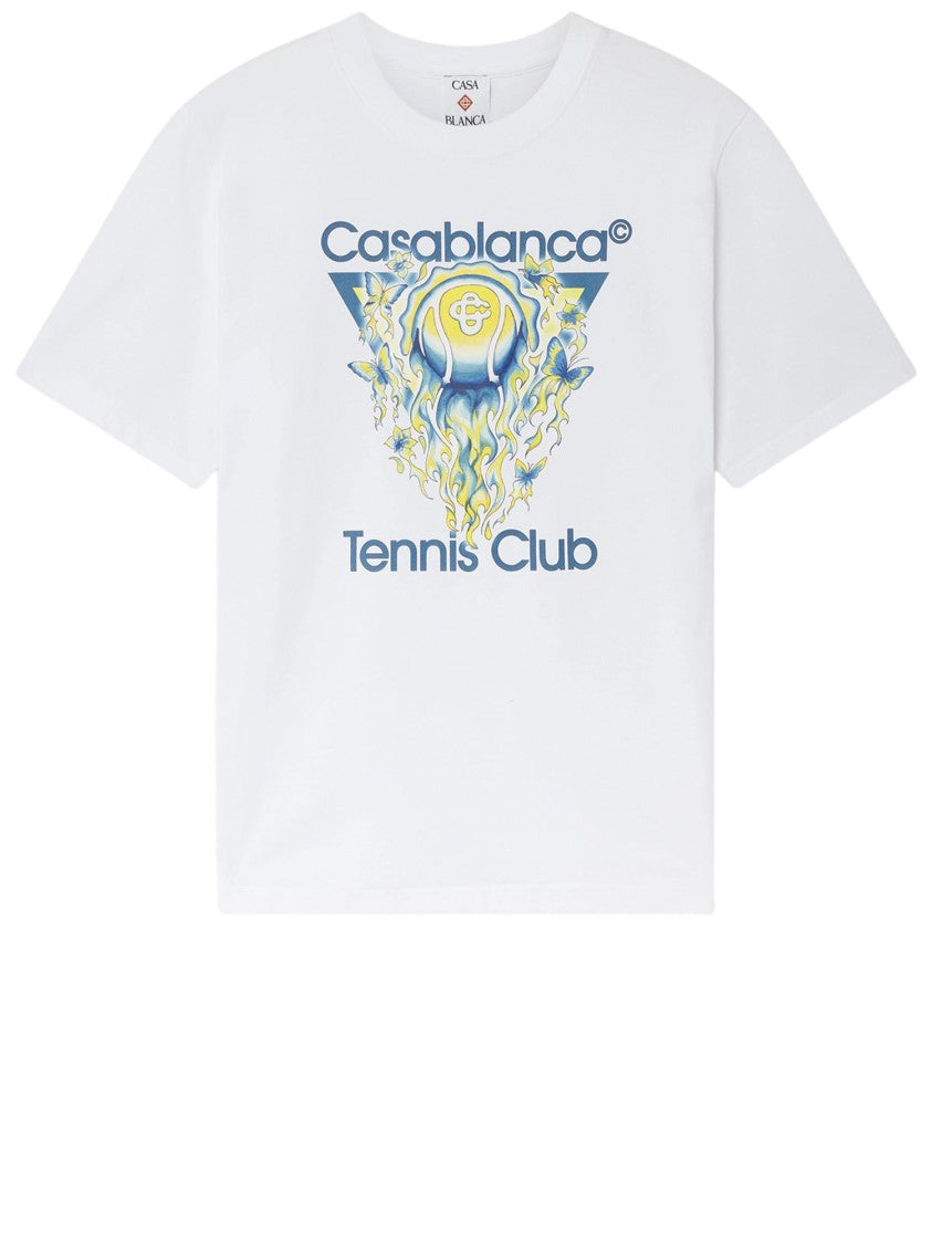 Casablanca Round Neck Cotton T-Shirt With Vibrant Logo Print